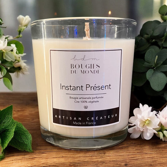 Bougie parfumée Instant Présent (Menthe, eucalyptus, musc blanc)