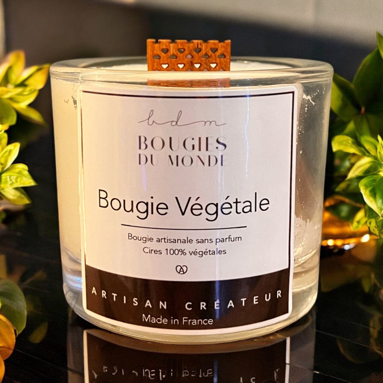 Petite Bougie végétale sans parfum - Mèche Bois - Verre 100ml