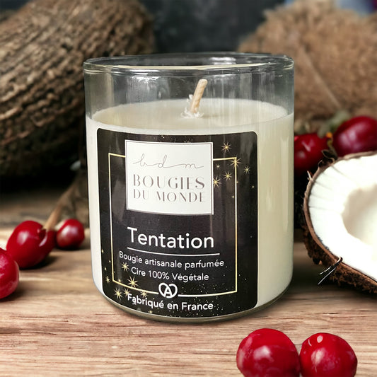 Bougie végétale parfumée tentation cerise coco